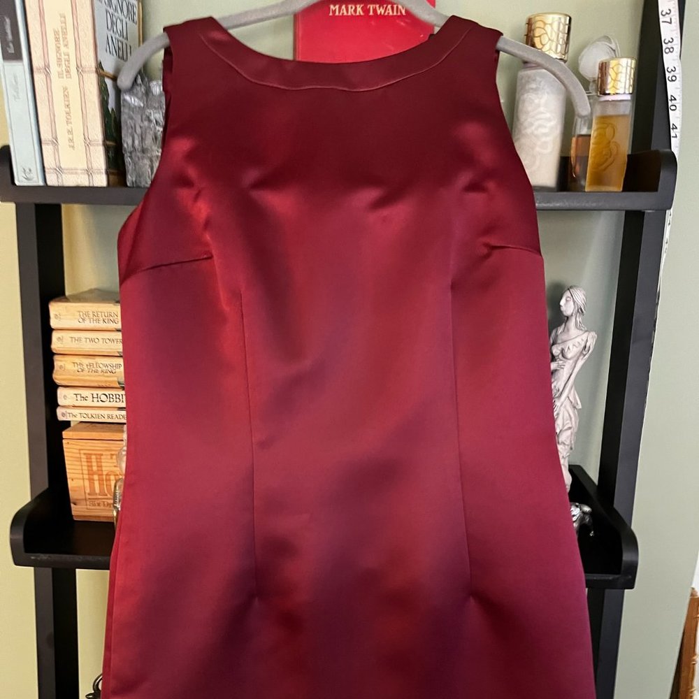 Garnet Satin Cocktail Party Sheath Dress